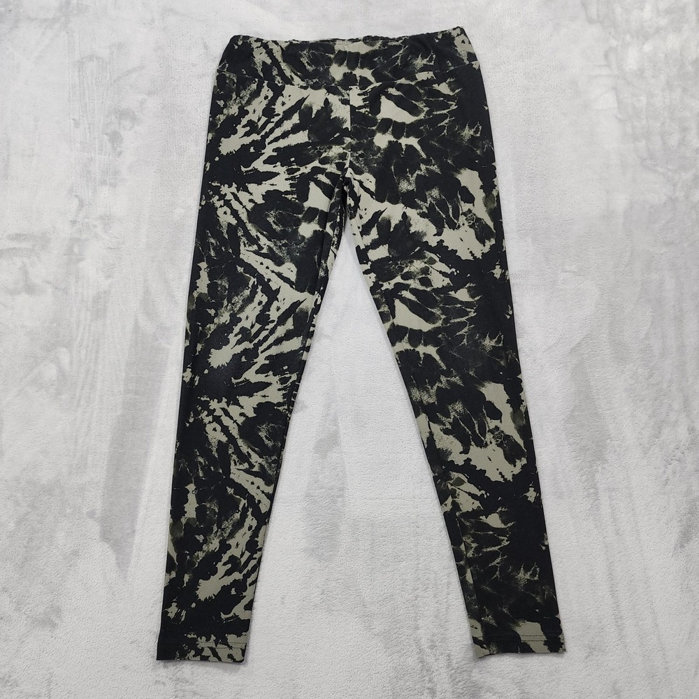 Time And Tru Leggings Womens L Black Tie Dye Mid Rise Ankle Stretch Yoga Casual